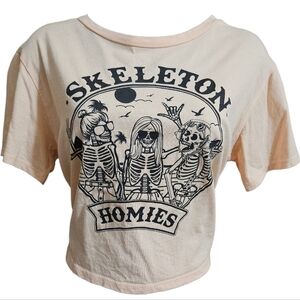 Skeleton Homies Peach Graphic Cropped Top